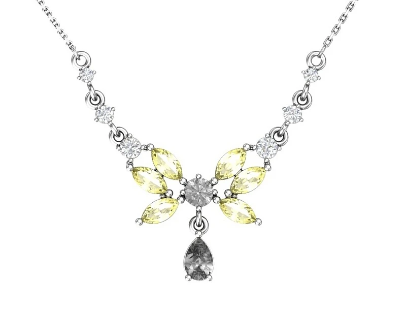 Колье  серебряное с фианитом