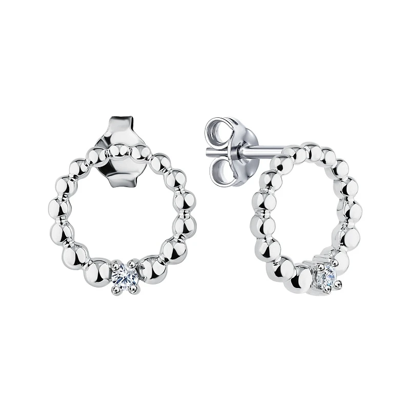 Серьги  серебряные с фианитом