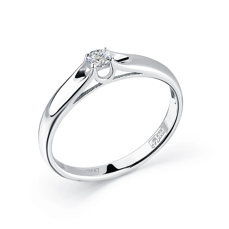 Кольцо  из белого золота с природным бриллиантом