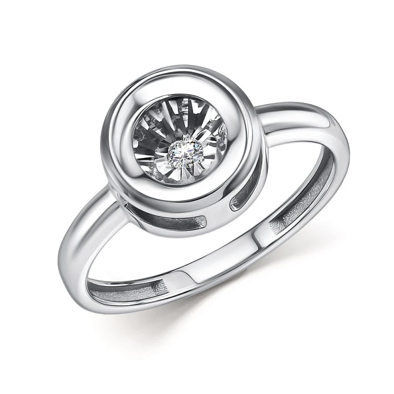 Кольцо  из белого золота с природным бриллиантом