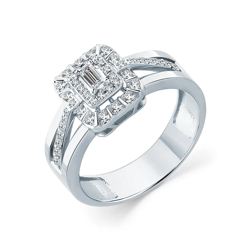 Кольцо  из белого золота с природным бриллиантом