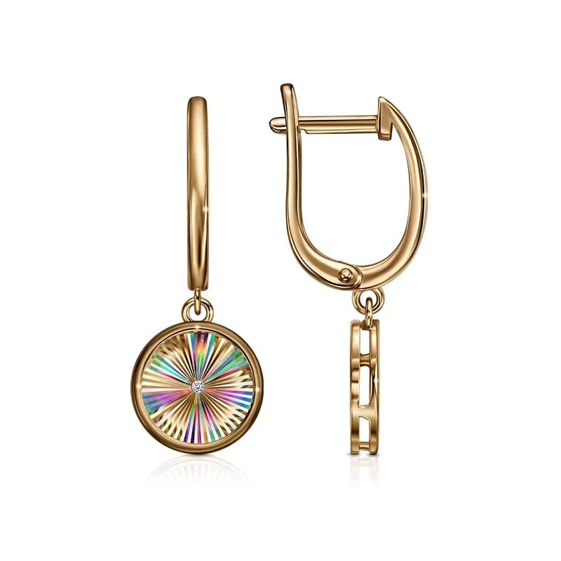 Серьги  из красного золота с фианитом