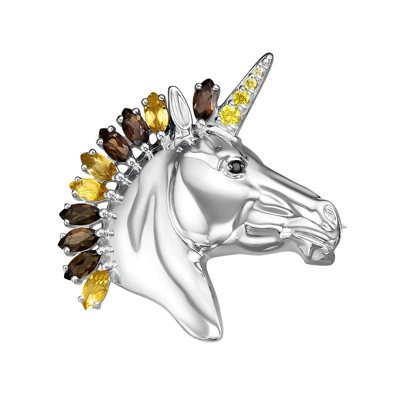 Брошь «Ювелирные Традиции» серебряная с фианитом