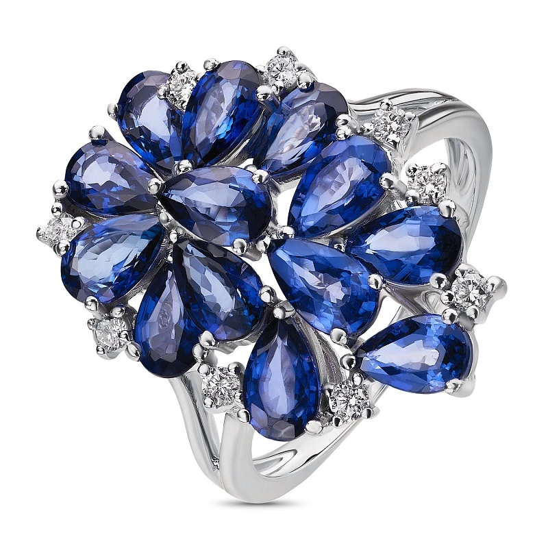 Кольцо  из белого золота с сапфиром