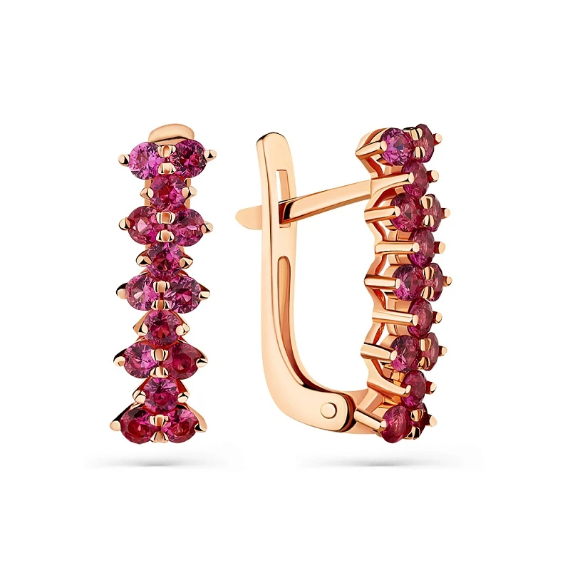 Серьги  из красного золота с рубином