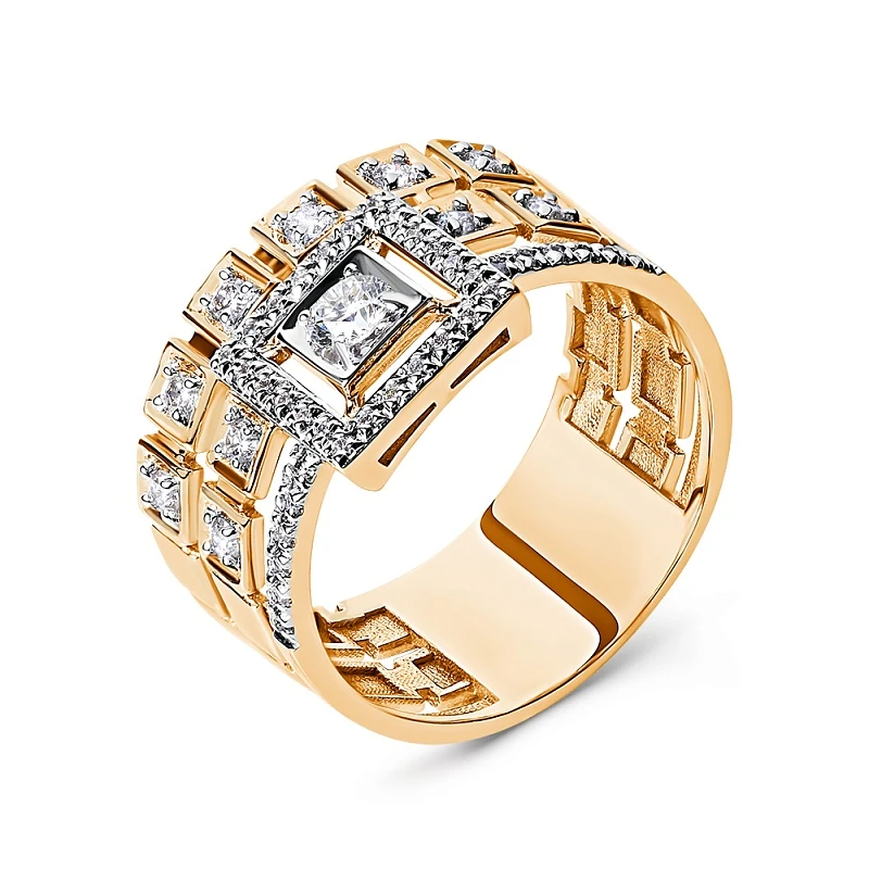 Кольцо  из красного золота с бриллиантом