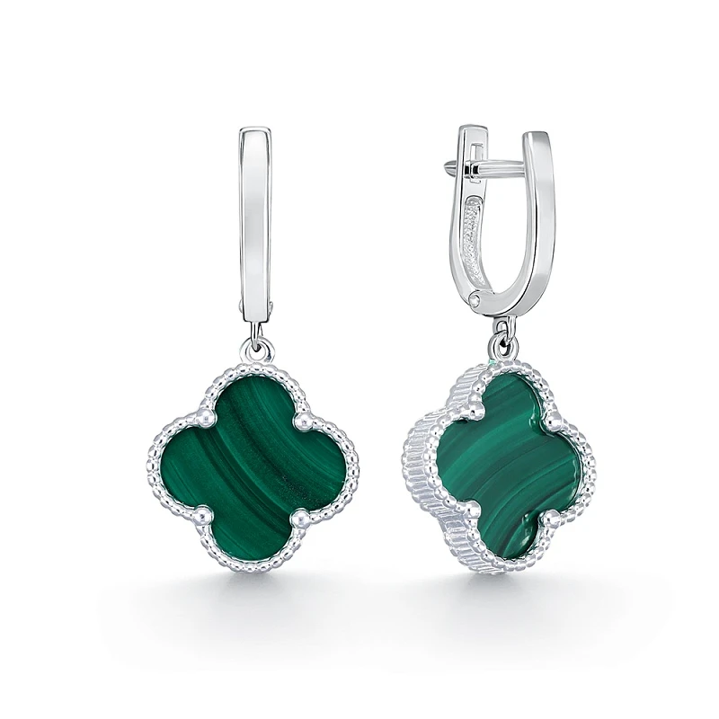 Серьги  серебряные с малахитом