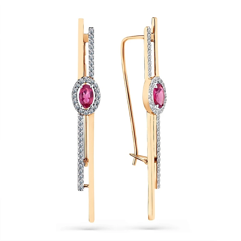 Серьги  из красного золота с рубином