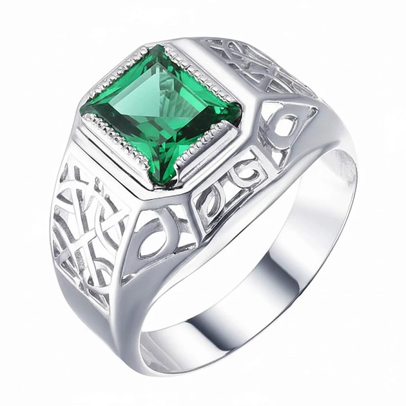 Кольцо  серебряное ситалл-изумрудом