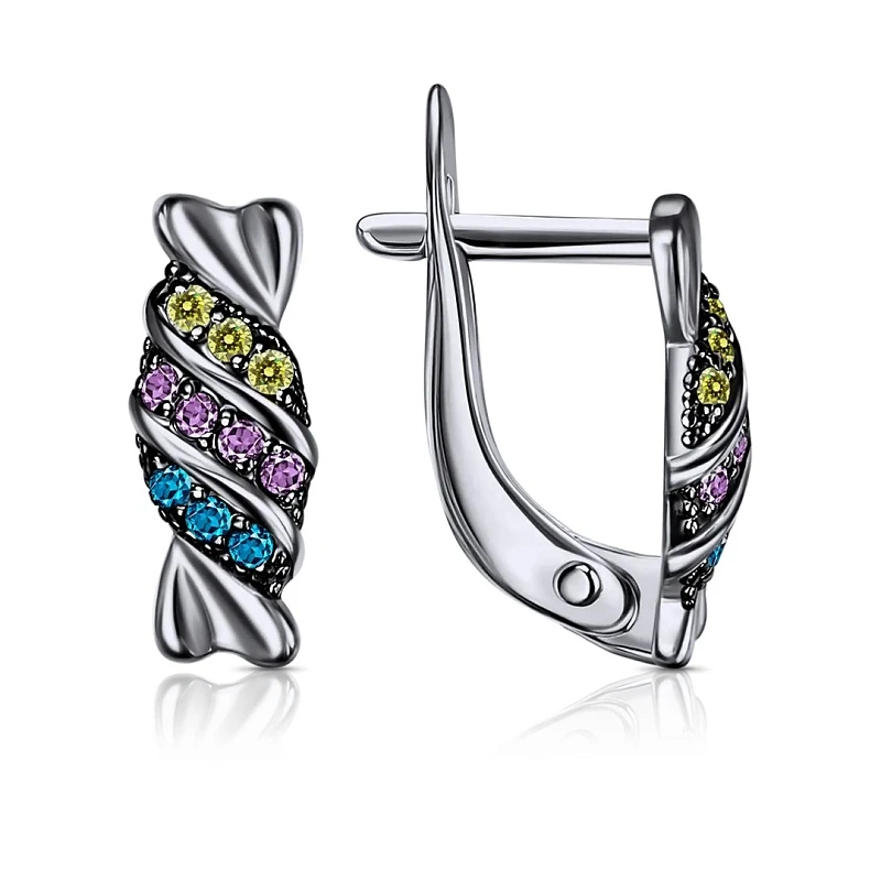 Серьги  серебряные с фианитом