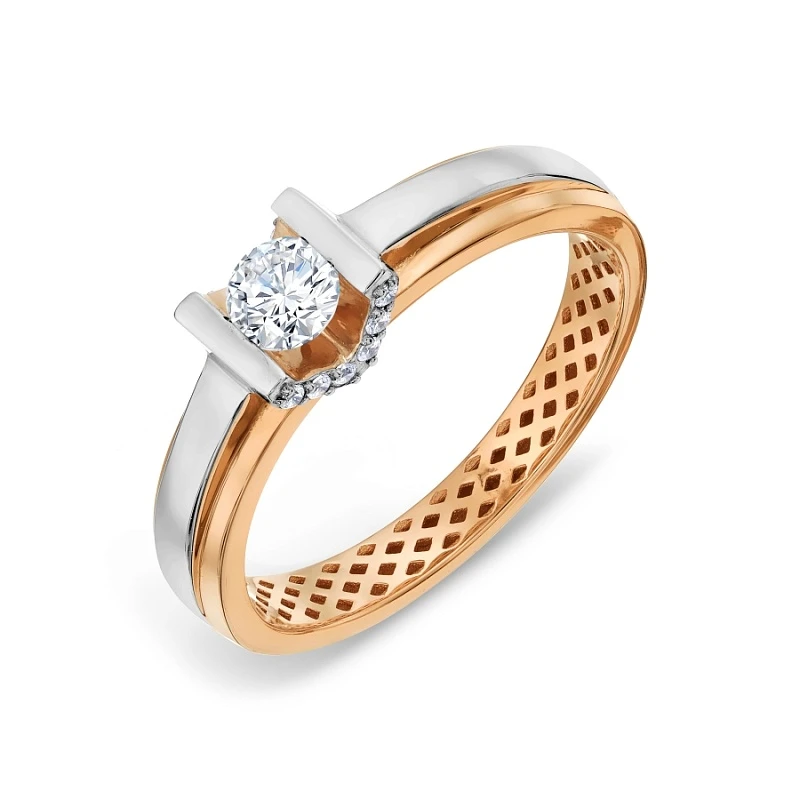 Кольцо «KARATOV» из красного золота с фианитом