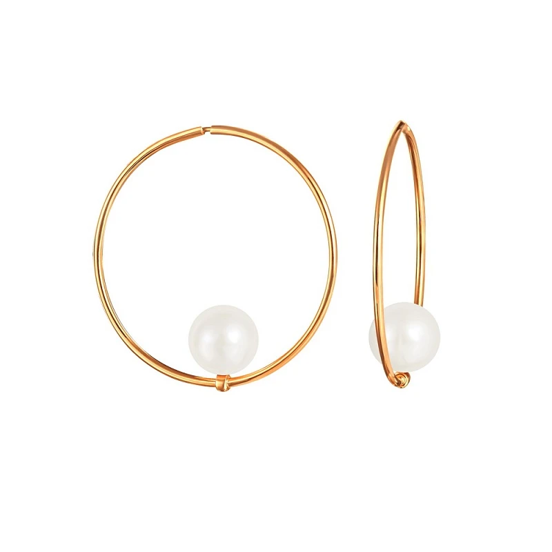 Серьги  из красного золота с жемчугом