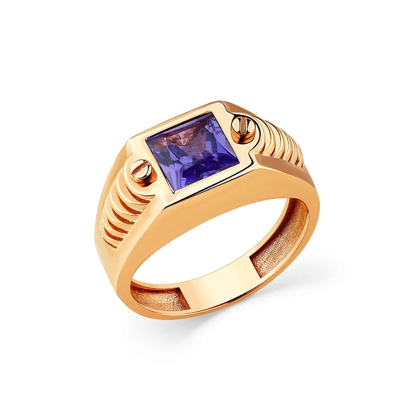 Кольцо  из красного золота ситалл-танзанитом