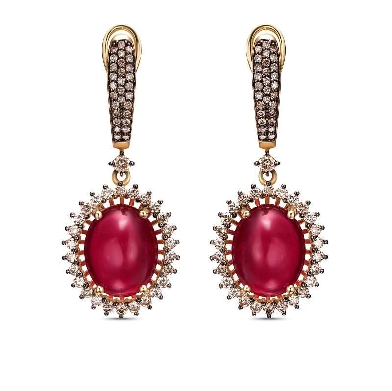 Серьги  золотые с рубином