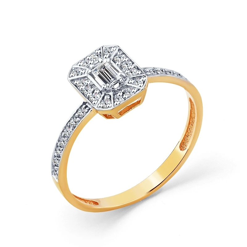 Кольцо  из красного золота с природным бриллиантом