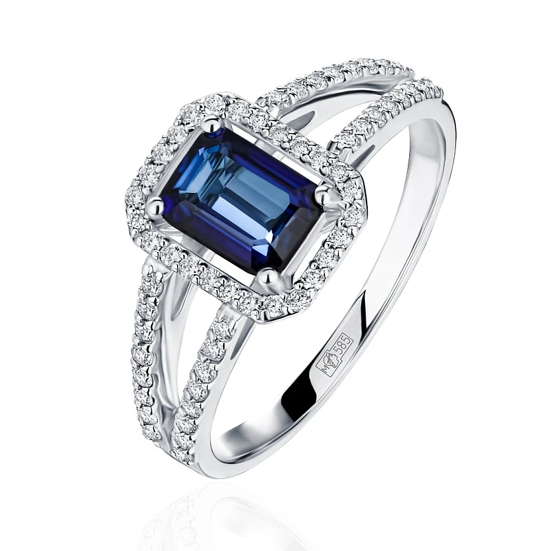 Кольцо  из белого золота с сапфиром