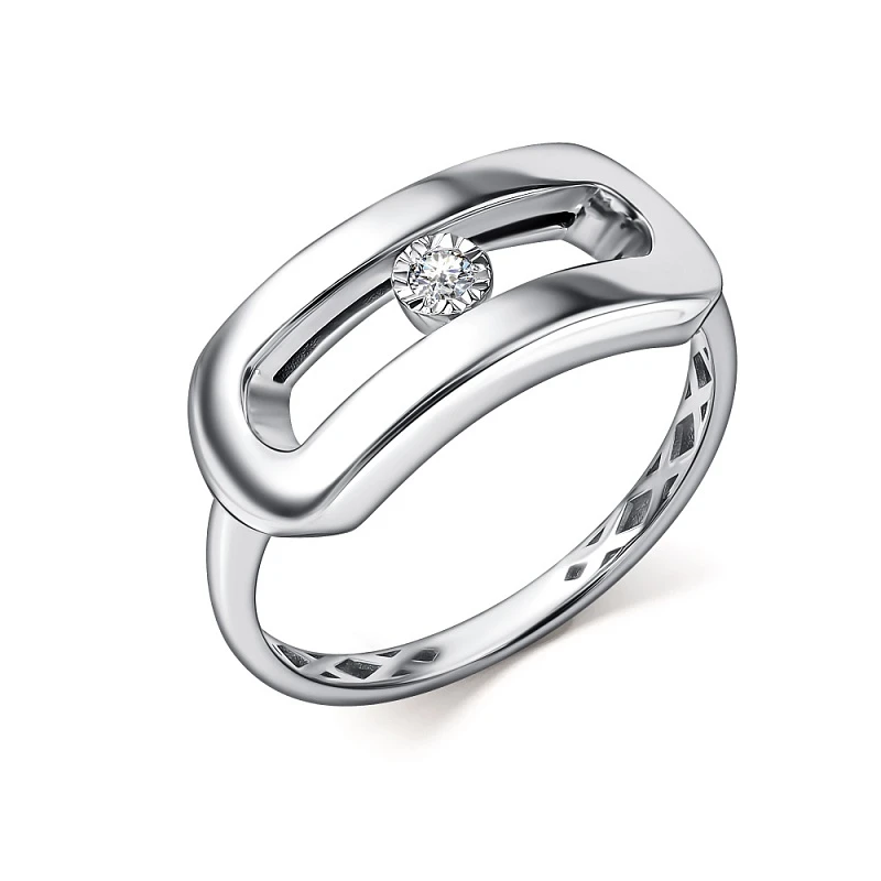 Кольцо  из белого золота с природным бриллиантом