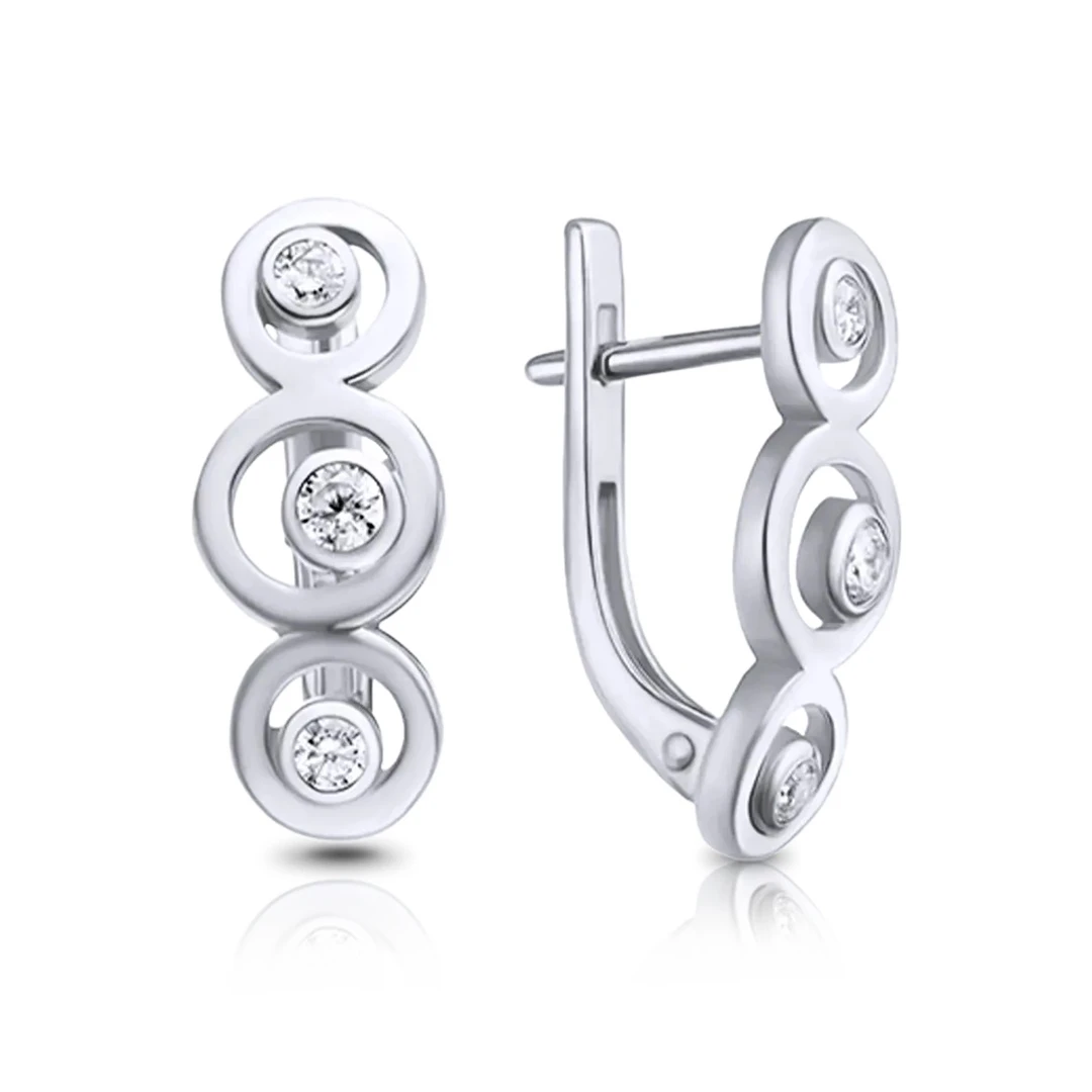 Серьги  серебряные с фианитом