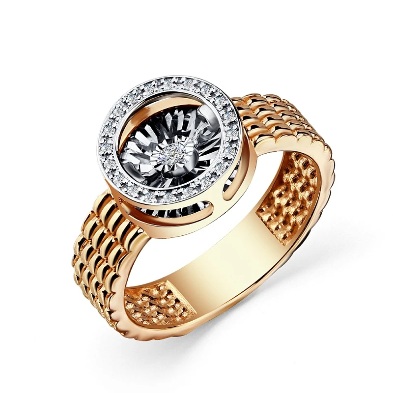 Кольцо  из комбинированного золота с бриллиантом