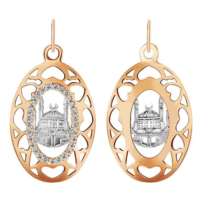 Подвеска  из комбинированного золота с фианитом