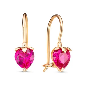 Серьги  из красного золота с корундом
