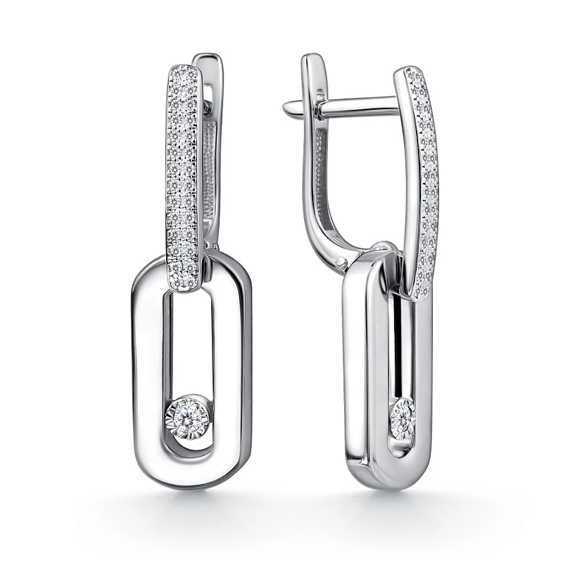 Серьги  из белого золота с природным бриллиантом