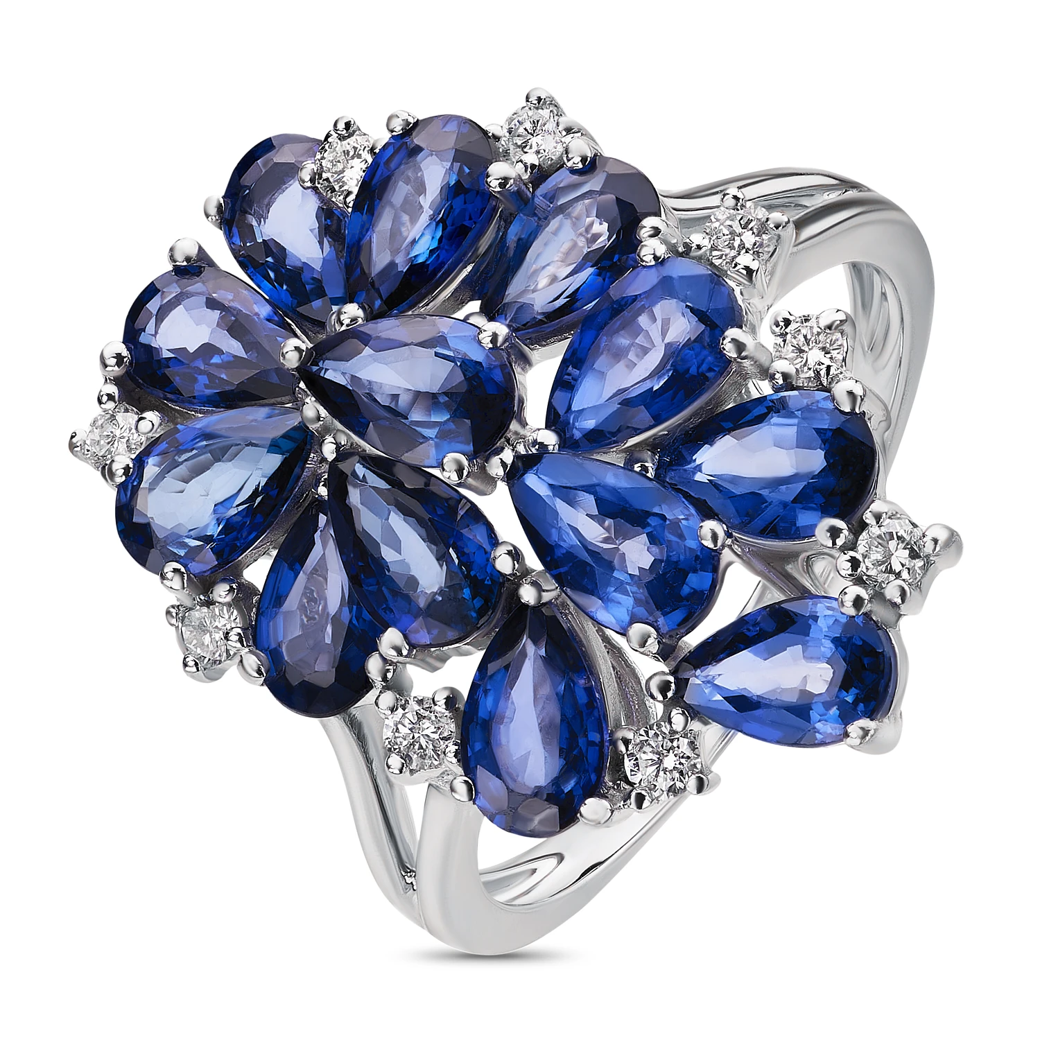 Кольцо  из белого золота с сапфиром