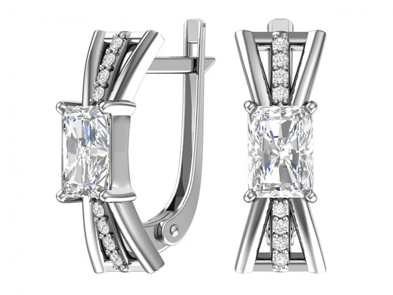 Серьги  серебряные с фианитом