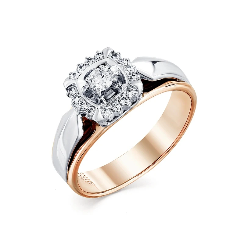 Кольцо  из красного золота с природным бриллиантом