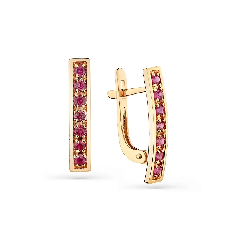 Серьги  из красного золота с рубином