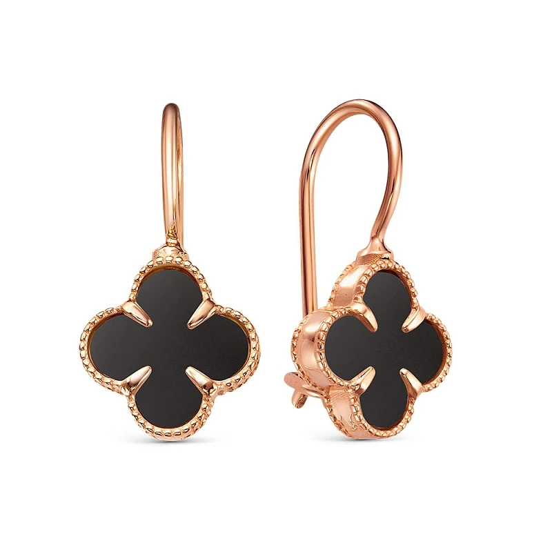 Серьги  из красного золота с ониксом