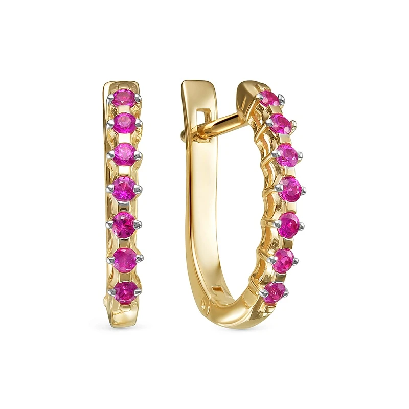 Серьги  из красного золота с рубином