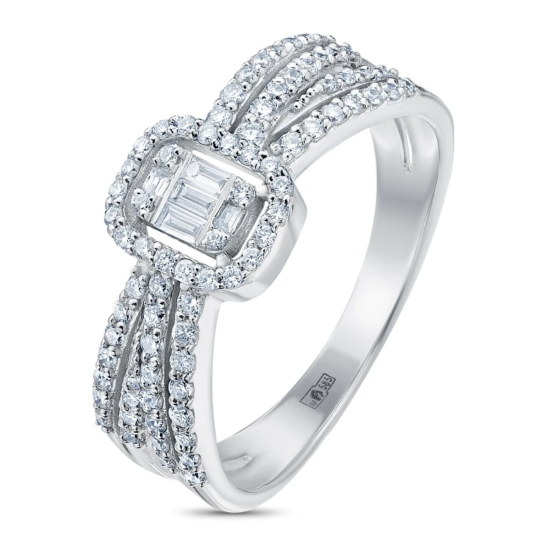 Кольцо  из белого золота с природным бриллиантом