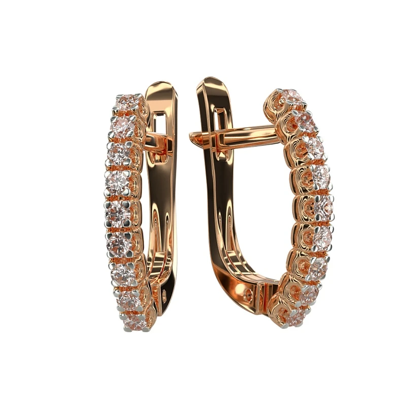 Серьги  из красного золота с фианитом