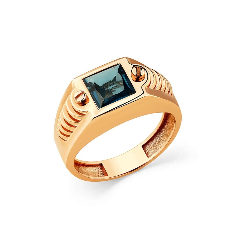 Кольцо  из красного золота ситалл-топазом