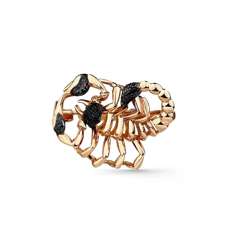 Брошь  из красного золота с фианитом