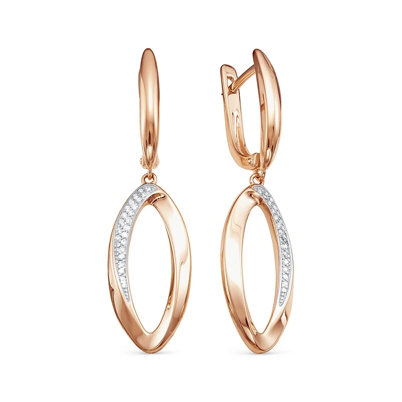 Серьги  из красного золота с бриллиантом