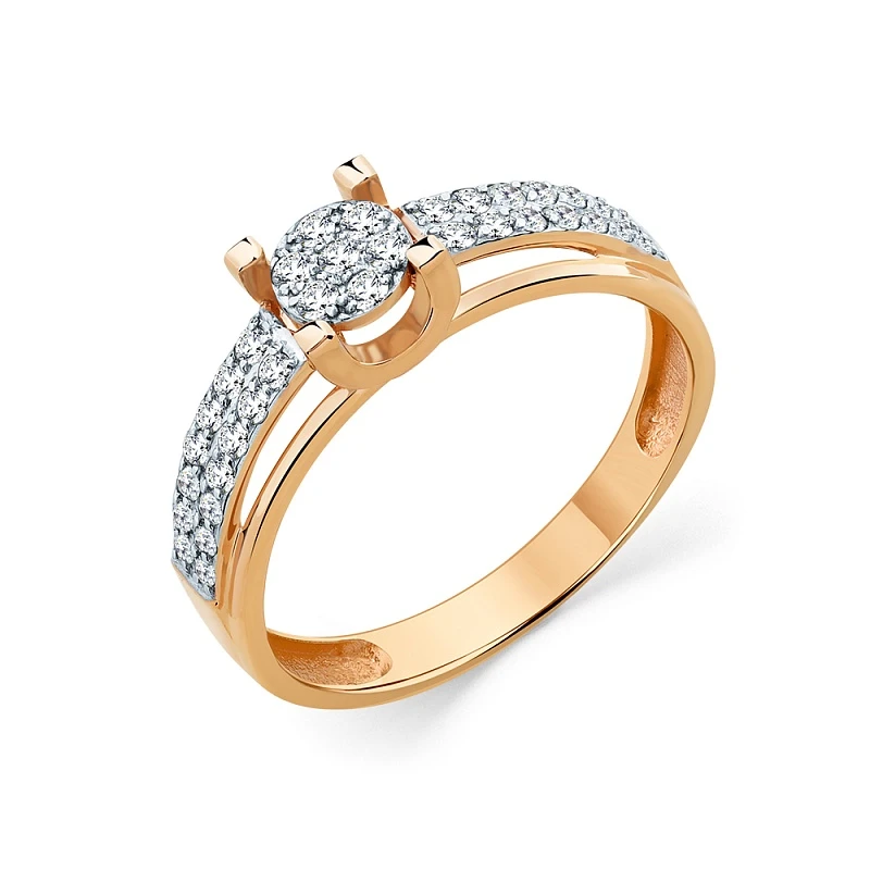 Кольцо  из красного золота с природным бриллиантом