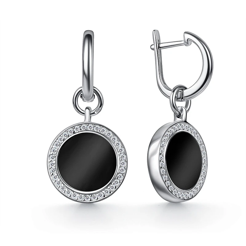 Серьги  серебряные с ониксом