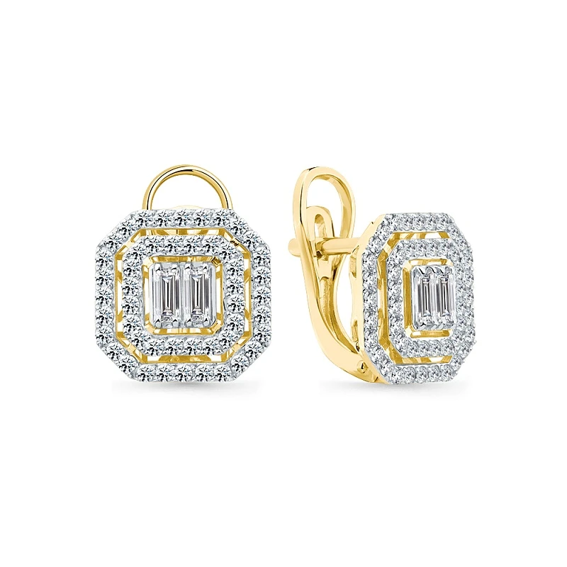 Серьги  золотые с природным бриллиантом