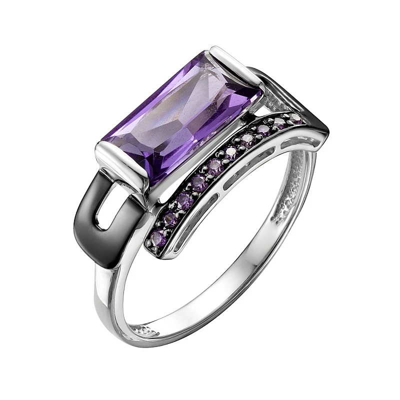 Кольцо  серебряное с аметистом