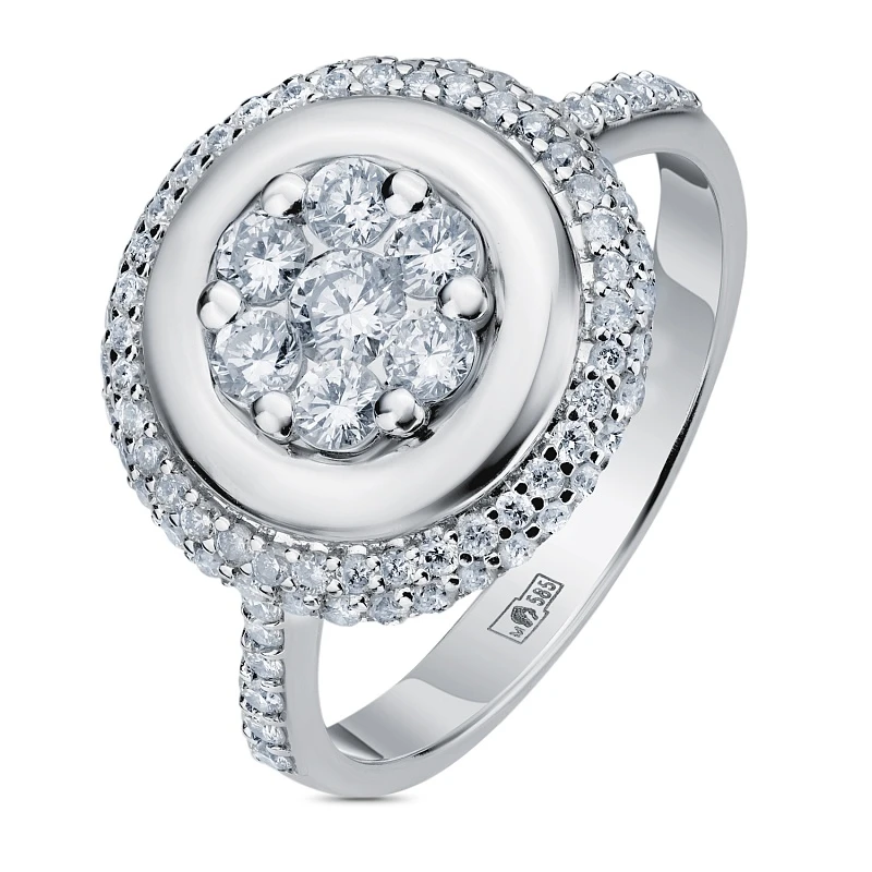 Кольцо  из белого золота с природным бриллиантом