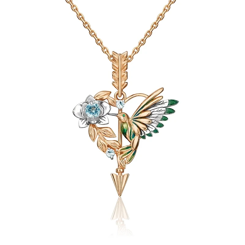 Подвеска «ПЛАТИНА» из комбинированного золота с топазом