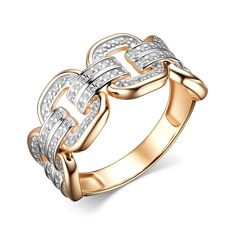 Кольцо  из красного золота с фианитом