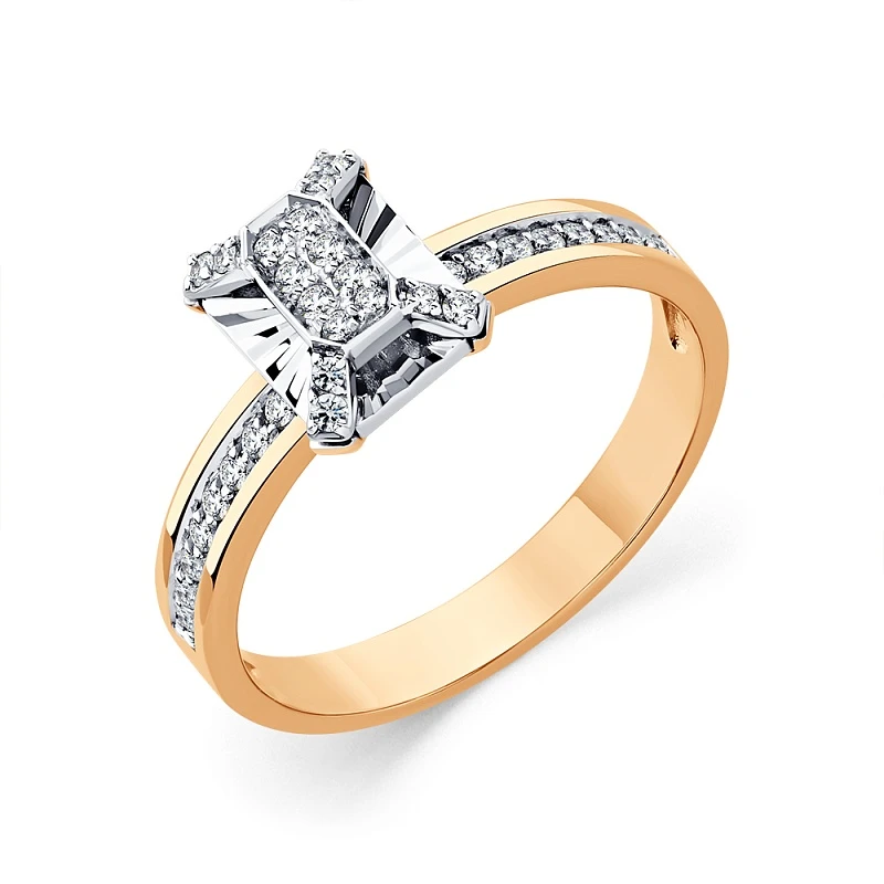 Кольцо  из красного золота с природным бриллиантом