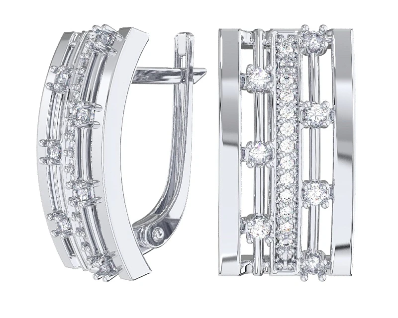 Серьги  серебряные с фианитом