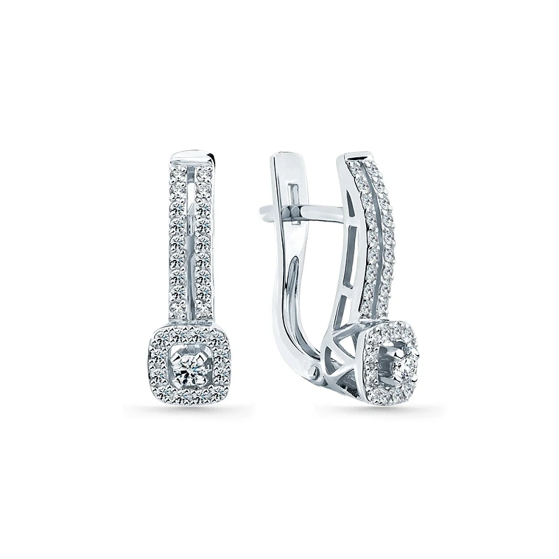 Серьги  из белого золота с природным бриллиантом