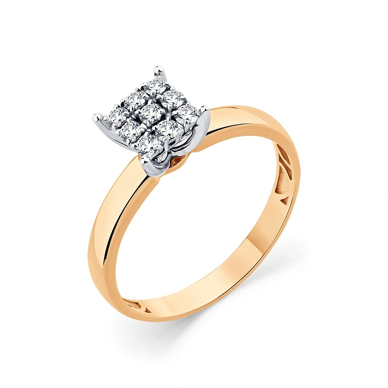 Кольцо  из красного золота с природным бриллиантом