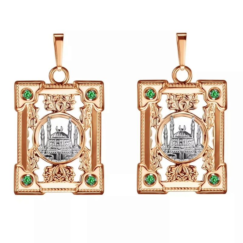 Подвеска  из комбинированного золота с фианитом