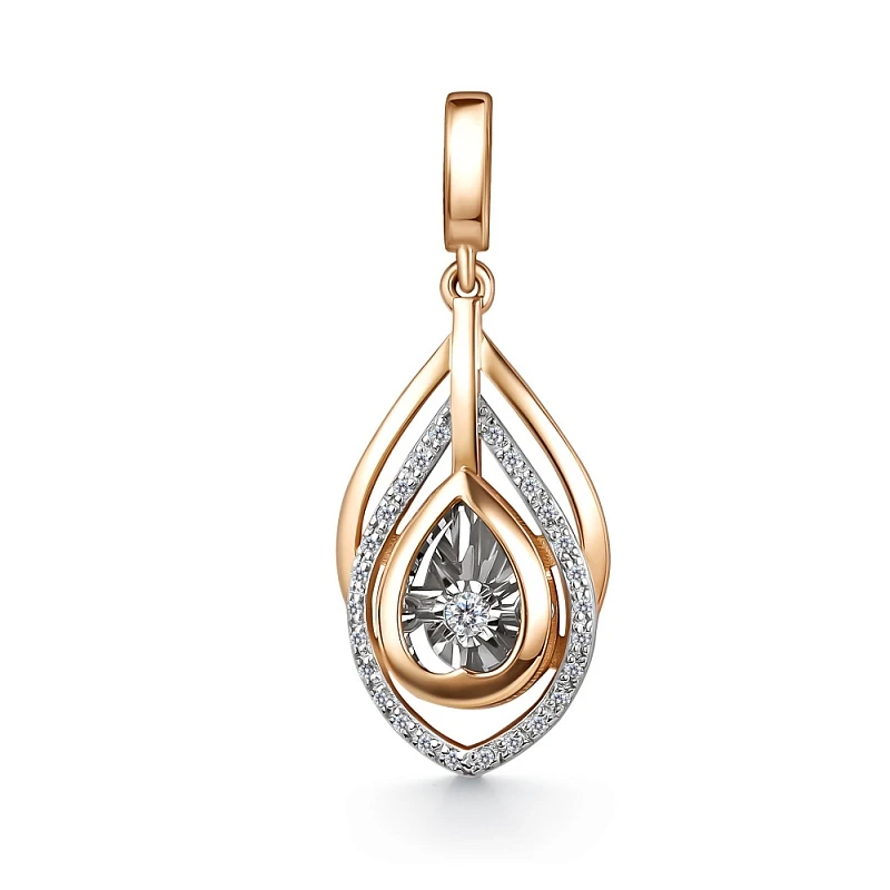 Подвеска  из красного золота с природным бриллиантом